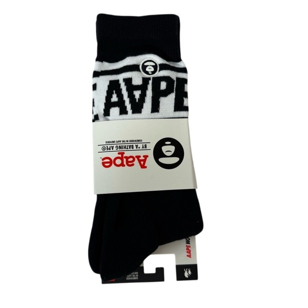 Bape Crew Socks Logo Striped Mens Womens Unisex Size 9-11 Black White Streetwear